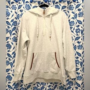 Ariat Women’s 1/4 Zip Light Heather Grey Collared Hoodie Kangaroo Pocket Sz XL